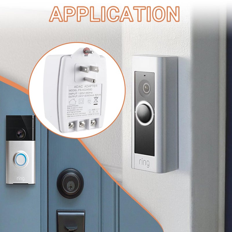 JAMHER 24 Volt Doorbell Transformer 24VAC 50VA 2083mA Plug in Transformer with PTC Fuse Compatible with Nest Ecobee Sensi and Honeywell Thermostat and All Versions of Ring Doorbell - Image 5